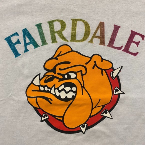 Vintage 80s Bulldog Glitter Shirt Single Stitch Iron On Tee - Picture 3 of 6